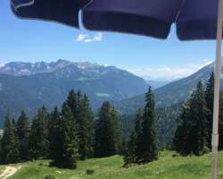 Terrassenblick ins Rofangebirge